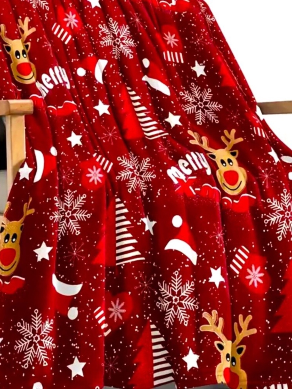 Reindeer Christmas Plush Throw Blanket
